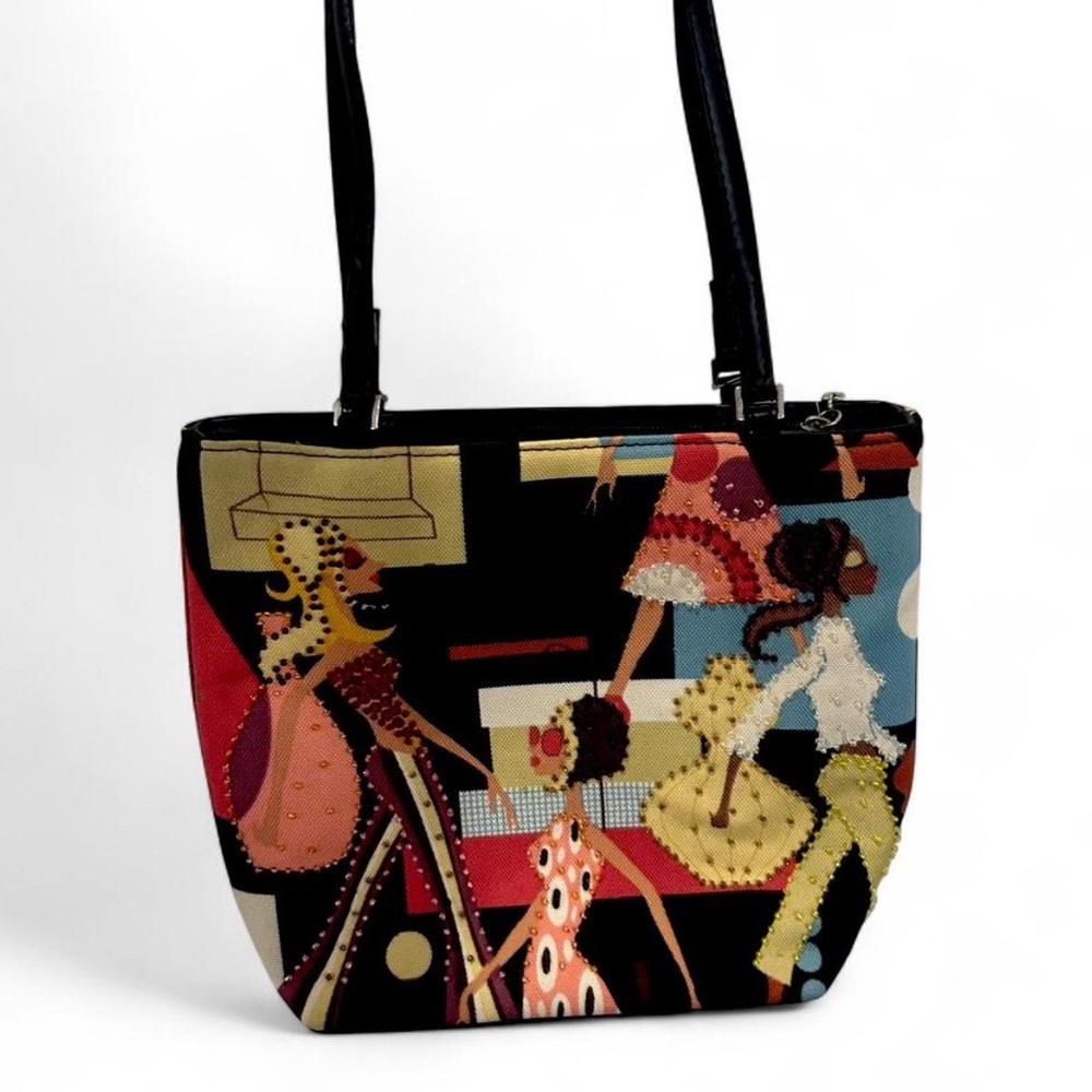 Graphic Beaded Fashion-Print Shoulder Bag in Multicolor - Picture 1 of 6